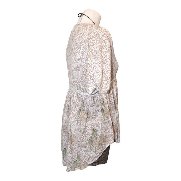 Anthropologie Aemi + Kin Boho Floral Button Front Blouse S Art Nouveau Peasant - Picture 3 of 7